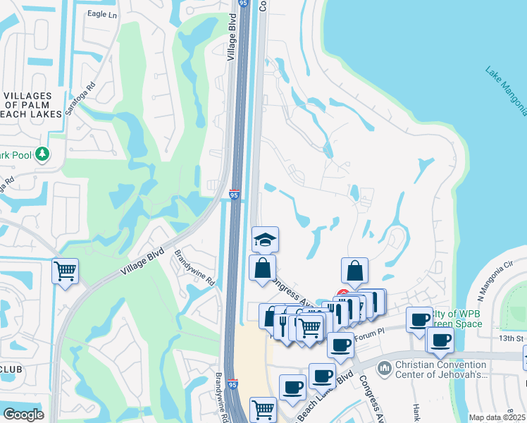 map of restaurants, bars, coffee shops, grocery stores, and more near 1920 North Congress Avenue in West Palm Beach