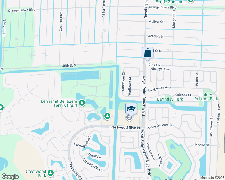 map of restaurants, bars, coffee shops, grocery stores, and more near 3245 Dunning Drive in Royal Palm Beach