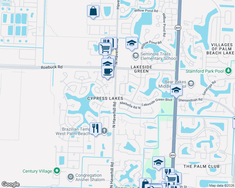 map of restaurants, bars, coffee shops, grocery stores, and more near 3793 Beresford Road West in West Palm Beach