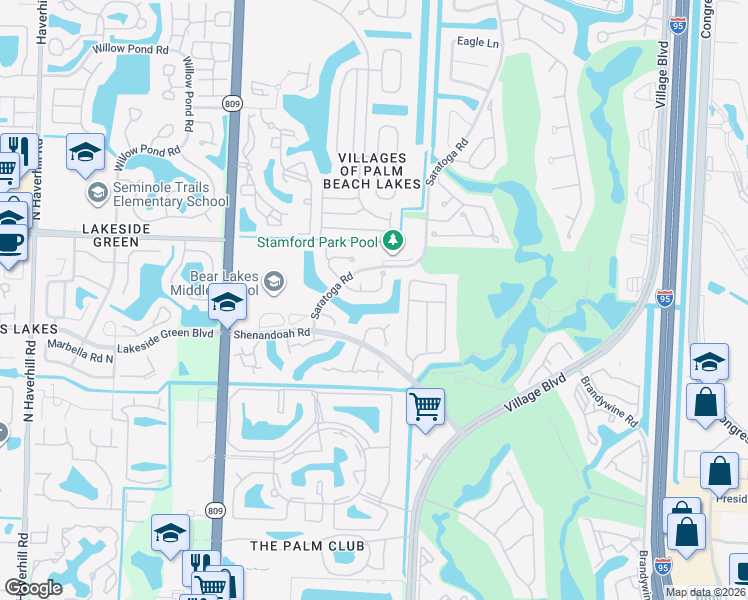 map of restaurants, bars, coffee shops, grocery stores, and more near 3132 Kingston Court in West Palm Beach
