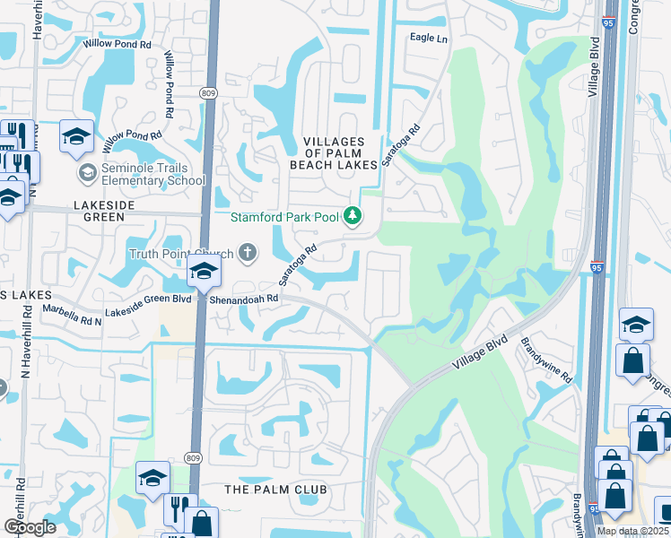 map of restaurants, bars, coffee shops, grocery stores, and more near 3132 Kingston Court in West Palm Beach