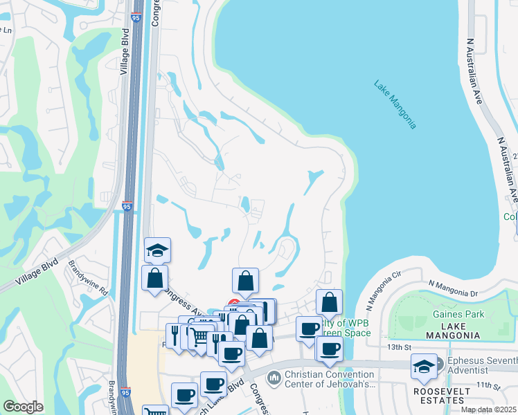 map of restaurants, bars, coffee shops, grocery stores, and more near 2000 Presidential Way in West Palm Beach