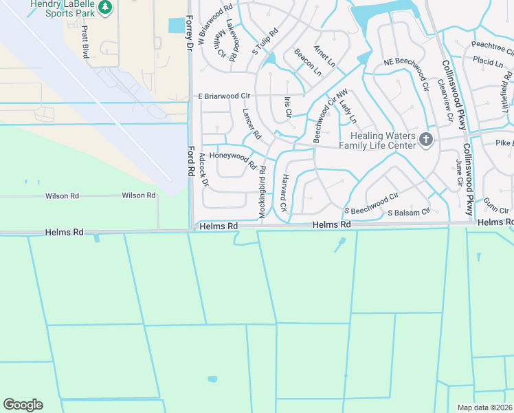 map of restaurants, bars, coffee shops, grocery stores, and more near 3028 Mockingbird Road in LaBelle