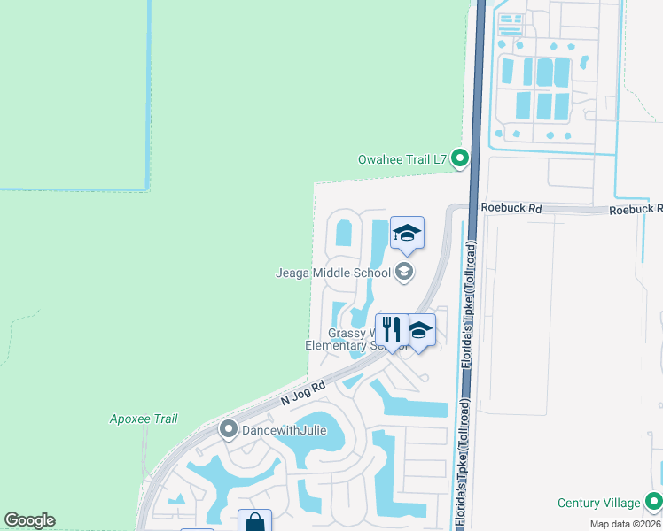 map of restaurants, bars, coffee shops, grocery stores, and more near 3815 Victoria Road in West Palm Beach