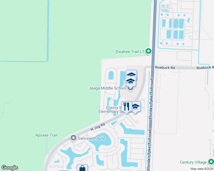 map of restaurants, bars, coffee shops, grocery stores, and more near 3815 Victoria Road in West Palm Beach