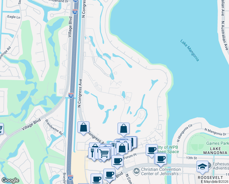 map of restaurants, bars, coffee shops, grocery stores, and more near 2400 Presidential Way in West Palm Beach