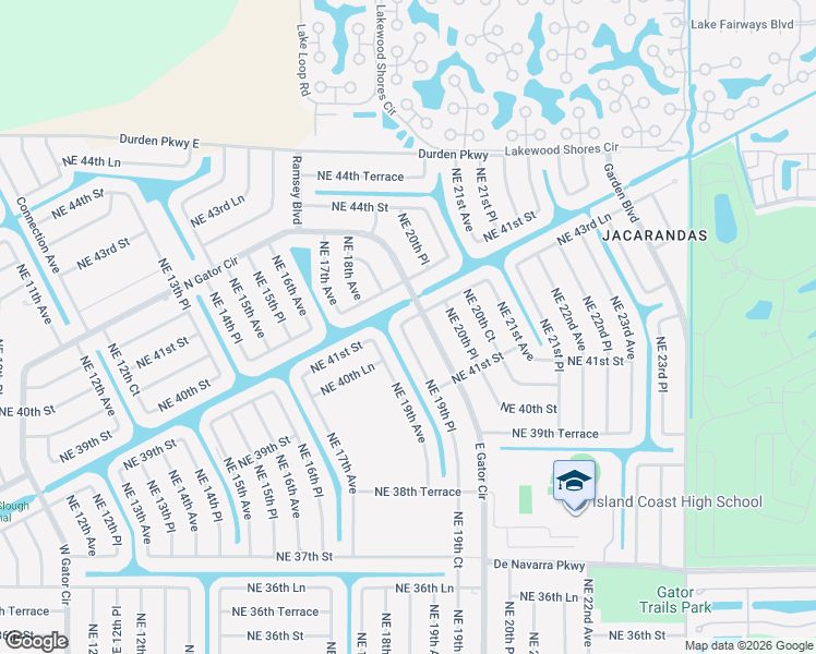 map of restaurants, bars, coffee shops, grocery stores, and more near 4141 Northeast 19th Place in Cape Coral