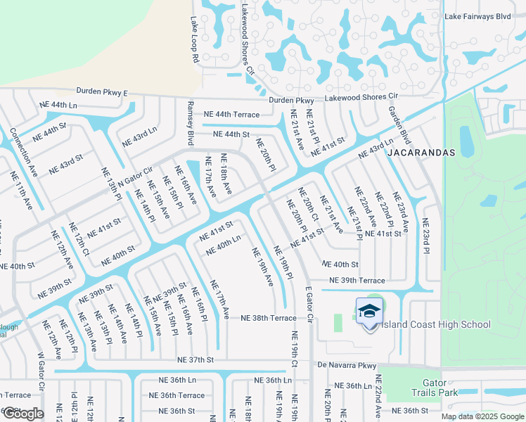 map of restaurants, bars, coffee shops, grocery stores, and more near 4141 Northeast 19th Place in Cape Coral