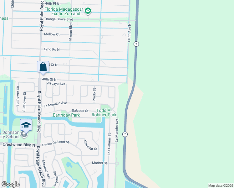 map of restaurants, bars, coffee shops, grocery stores, and more near 363 Las Palmas Street in Royal Palm Beach