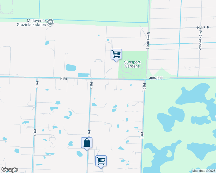 map of restaurants, bars, coffee shops, grocery stores, and more near 14344 North Road in Loxahatchee