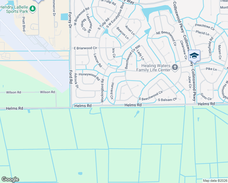 map of restaurants, bars, coffee shops, grocery stores, and more near 3030 Harvard Circle in LaBelle