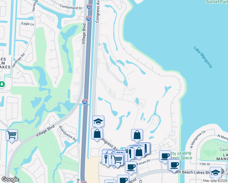 map of restaurants, bars, coffee shops, grocery stores, and more near 2450 Presidential Way in West Palm Beach