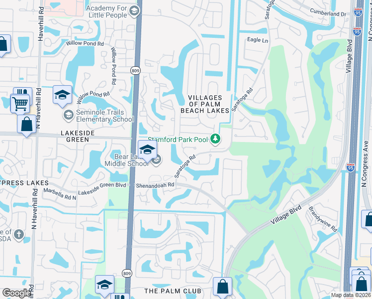 map of restaurants, bars, coffee shops, grocery stores, and more near 1911 Stratford Way in West Palm Beach
