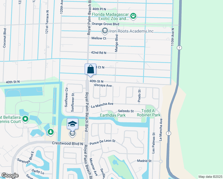 map of restaurants, bars, coffee shops, grocery stores, and more near 147 Viscaya Avenue in Royal Palm Beach