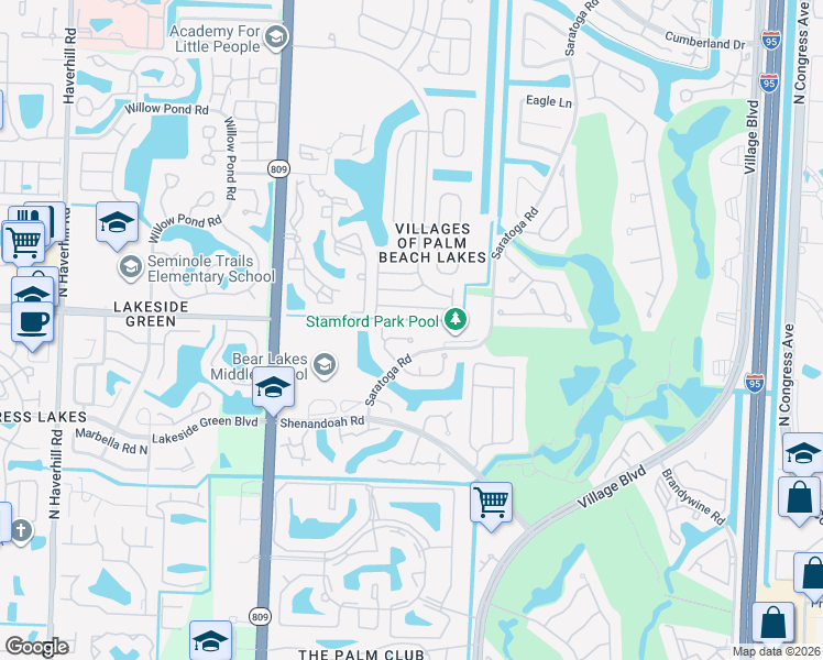 map of restaurants, bars, coffee shops, grocery stores, and more near 1945 Stratford Way in West Palm Beach