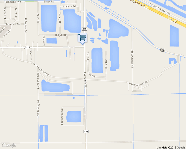 map of restaurants, bars, coffee shops, grocery stores, and more near 1824 Red Road in Clewiston