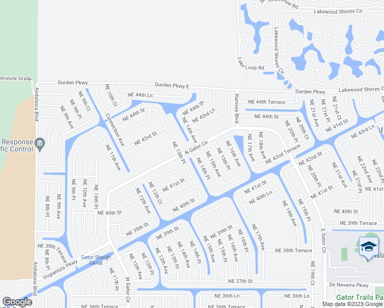 map of restaurants, bars, coffee shops, grocery stores, and more near 1314 North Gator Circle in Cape Coral
