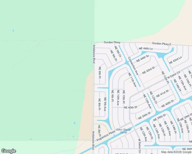 map of restaurants, bars, coffee shops, grocery stores, and more near 4133 Andalusia Boulevard in Cape Coral