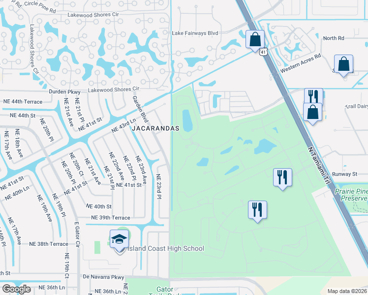 map of restaurants, bars, coffee shops, grocery stores, and more near 5537 San Luis Drive in North Fort Myers