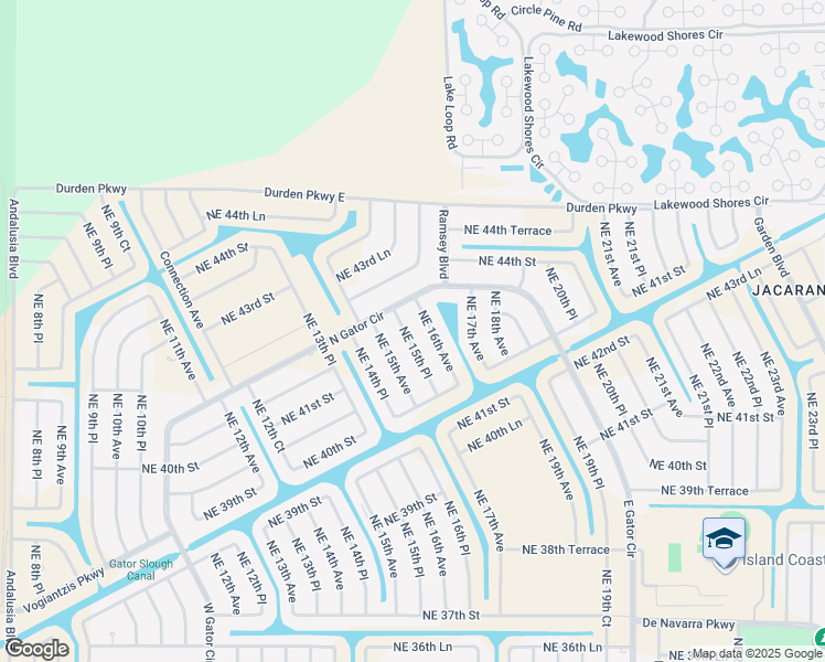 map of restaurants, bars, coffee shops, grocery stores, and more near 4141 Northeast 15th Place in Cape Coral