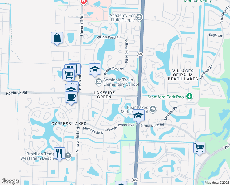 map of restaurants, bars, coffee shops, grocery stores, and more near 3947 Classic Court in West Palm Beach