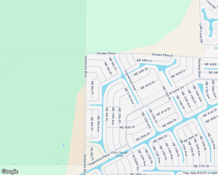 map of restaurants, bars, coffee shops, grocery stores, and more near 4132 Northeast 9th Place in Cape Coral