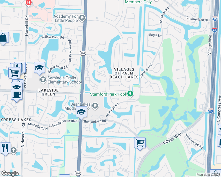 map of restaurants, bars, coffee shops, grocery stores, and more near 4043 Lake Tahoe Circle in West Palm Beach