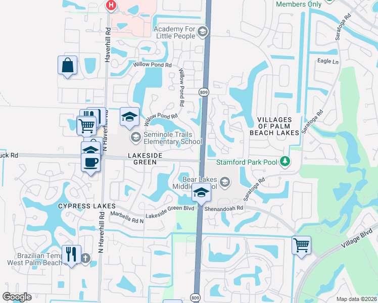 map of restaurants, bars, coffee shops, grocery stores, and more near 3966 Circle Lake Drive in West Palm Beach