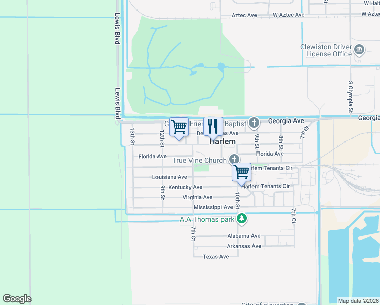 map of restaurants, bars, coffee shops, grocery stores, and more near 1101 Carolina Avenue in Clewiston