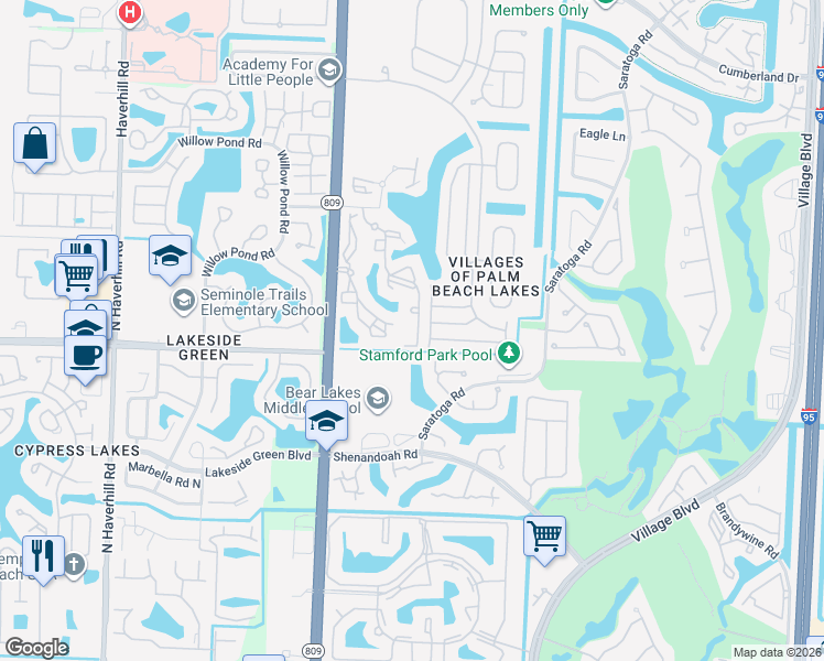 map of restaurants, bars, coffee shops, grocery stores, and more near 4041 San Marino Boulevard in West Palm Beach