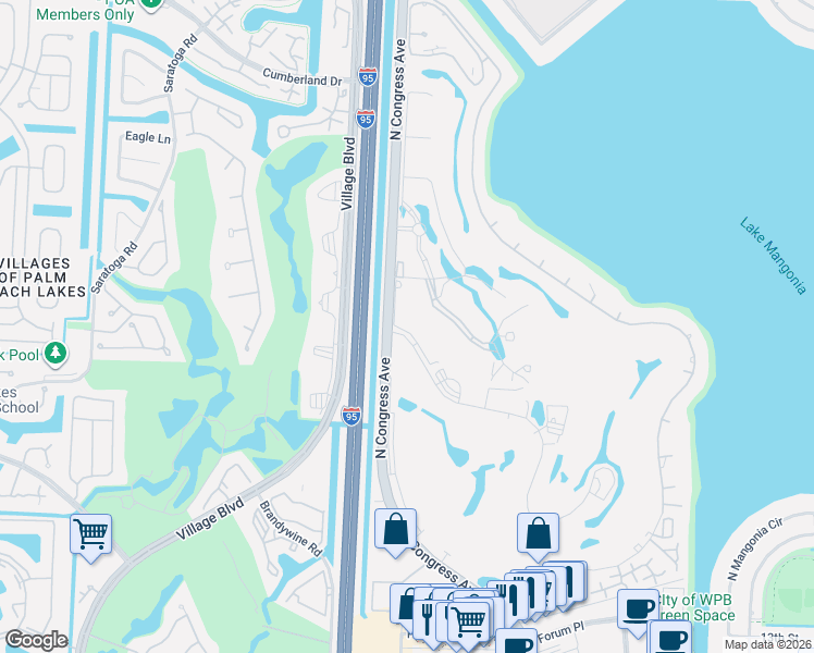 map of restaurants, bars, coffee shops, grocery stores, and more near 3000 Presidential Way in West Palm Beach