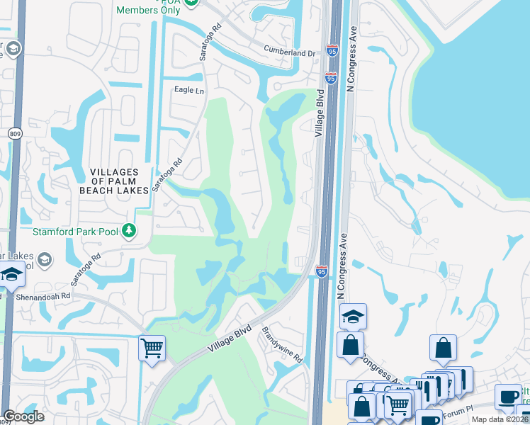 map of restaurants, bars, coffee shops, grocery stores, and more near 2350 Tecumseh Drive in West Palm Beach