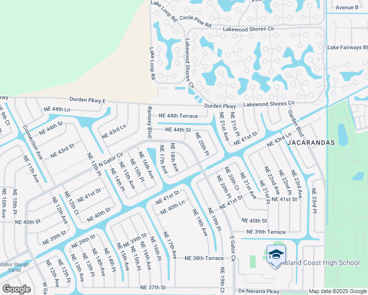 map of restaurants, bars, coffee shops, grocery stores, and more near 4244 East Gator Circle in Cape Coral