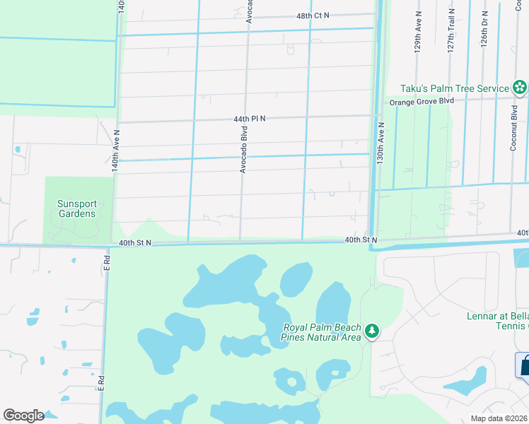map of restaurants, bars, coffee shops, grocery stores, and more near 13355 40th Lane North in West Palm Beach