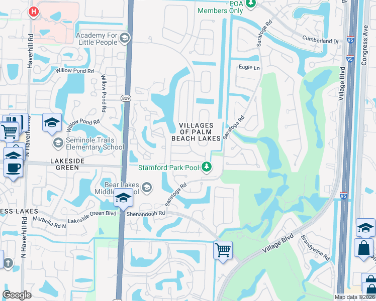map of restaurants, bars, coffee shops, grocery stores, and more near 4109 Winnipeg Way in West Palm Beach