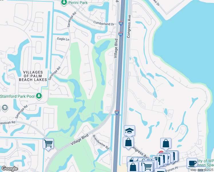 map of restaurants, bars, coffee shops, grocery stores, and more near 2701 Village Boulevard in West Palm Beach