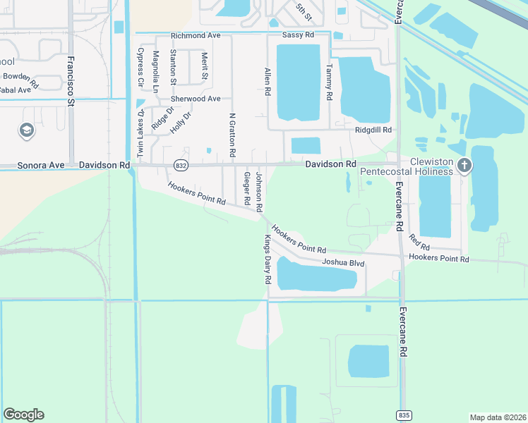 map of restaurants, bars, coffee shops, grocery stores, and more near 1493 Hookers Point Road in Clewiston