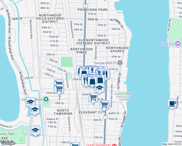 map of restaurants, bars, coffee shops, grocery stores, and more near 517 26th Street in West Palm Beach