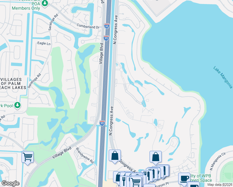 map of restaurants, bars, coffee shops, grocery stores, and more near 3000 Presidential Way in West Palm Beach
