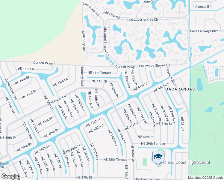map of restaurants, bars, coffee shops, grocery stores, and more near 4232 Northeast 20th Place in Cape Coral