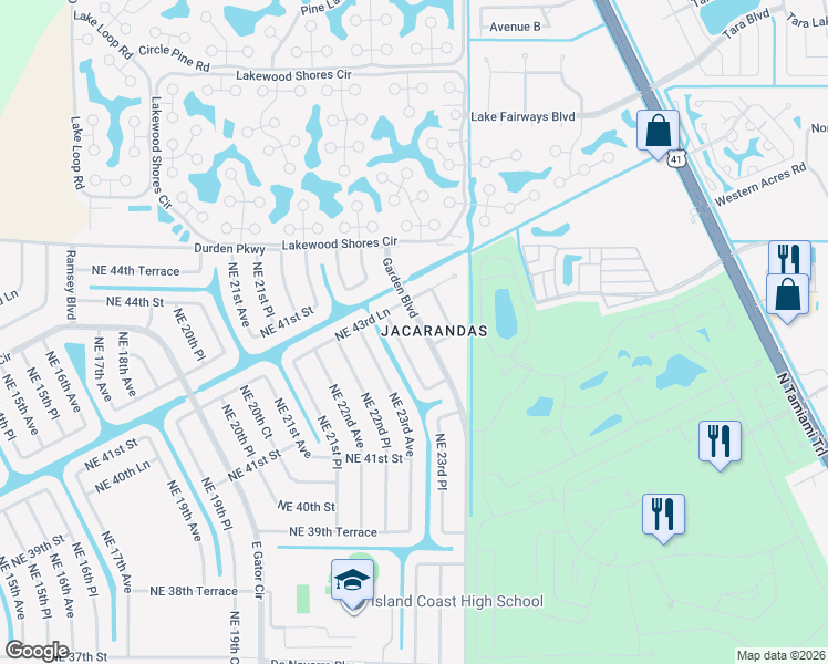 map of restaurants, bars, coffee shops, grocery stores, and more near 4308 Garden Boulevard in Cape Coral