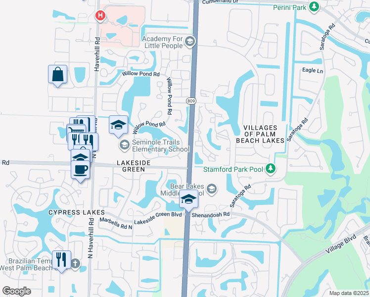 map of restaurants, bars, coffee shops, grocery stores, and more near 4576 Brook Drive in West Palm Beach