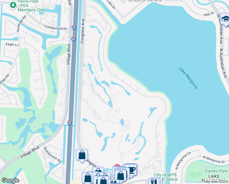 map of restaurants, bars, coffee shops, grocery stores, and more near 2145 Banyan Villa Circle in West Palm Beach