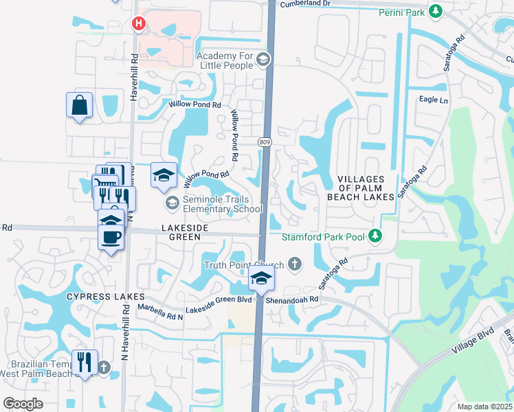 map of restaurants, bars, coffee shops, grocery stores, and more near 4576 Brook Drive in West Palm Beach