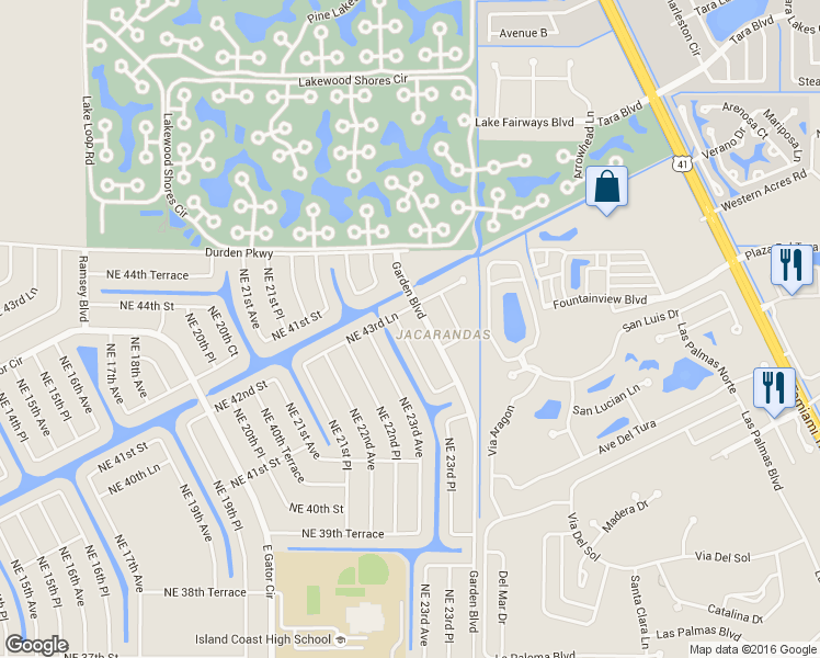 map of restaurants, bars, coffee shops, grocery stores, and more near 4308 Garden Boulevard in Cape Coral