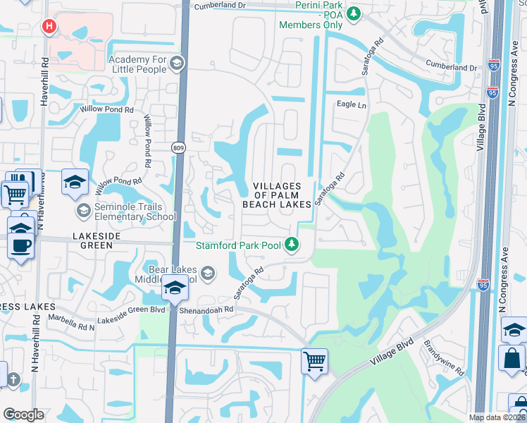 map of restaurants, bars, coffee shops, grocery stores, and more near 4115 Meade Way in West Palm Beach