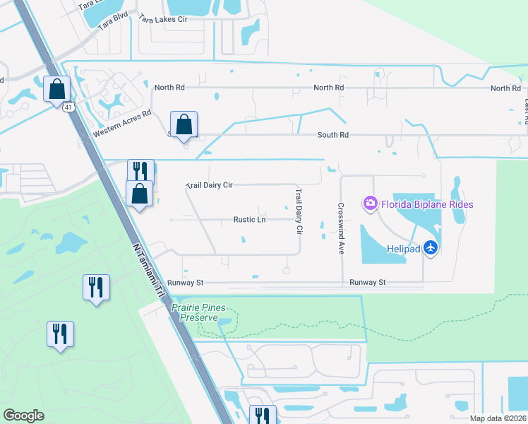 map of restaurants, bars, coffee shops, grocery stores, and more near 3161 Rustic Lane in North Fort Myers
