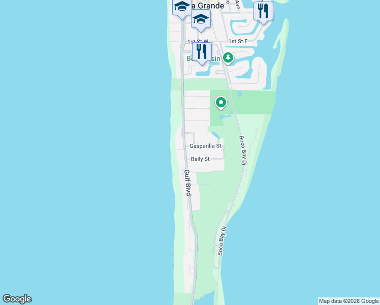 map of restaurants, bars, coffee shops, grocery stores, and more near 356 Gulf Boulevard in Boca Grande