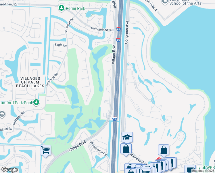 map of restaurants, bars, coffee shops, grocery stores, and more near 2701 Village Boulevard in West Palm Beach
