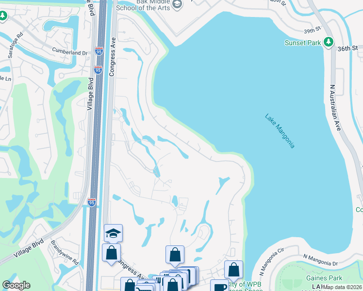 map of restaurants, bars, coffee shops, grocery stores, and more near 2801 Embassy Drive in West Palm Beach